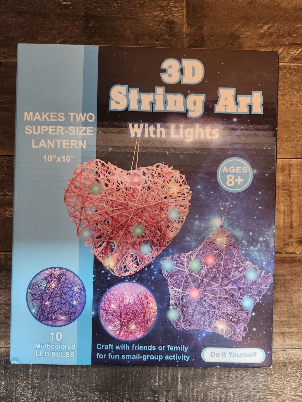 3D String Art With Lights Kit - Creates 2 Lanterns. A Star And Heart